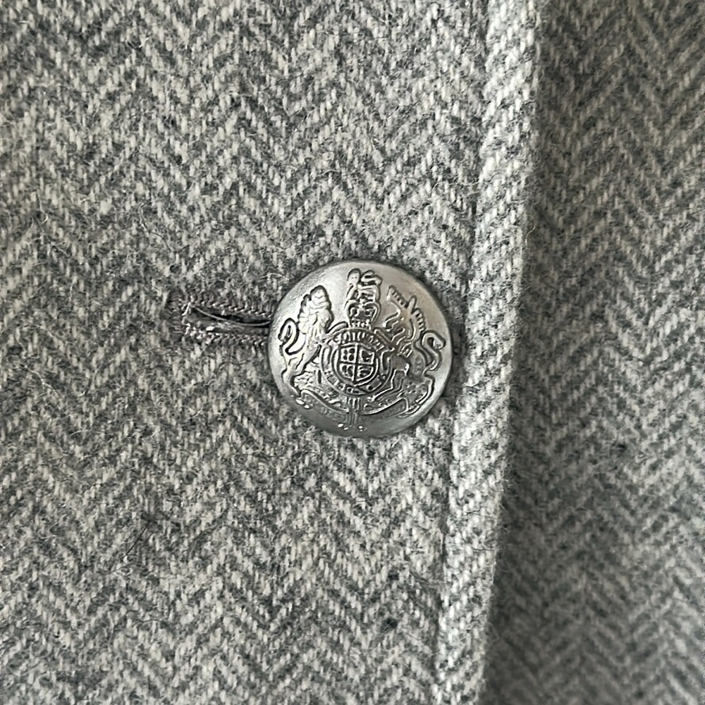 Talbots Women’s Shetland Blazer Jacket Light Gray Removable Faux Fur Trim Sz 12 - Picture 8 of 14